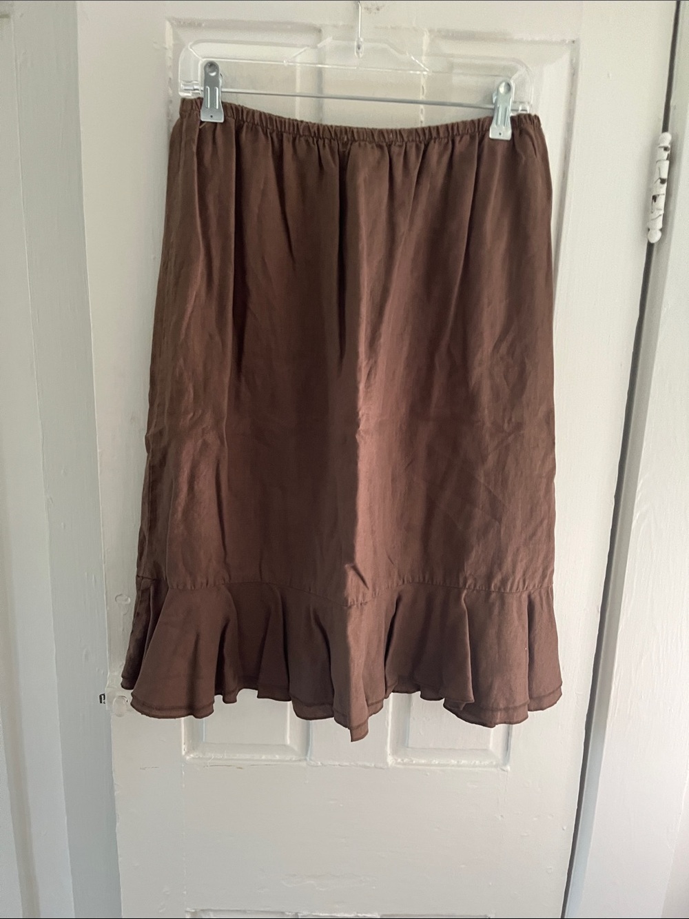 Fresh Produce Linen Skirt W/ Ruffles Sz Medium Brown - Picture 6 of 6